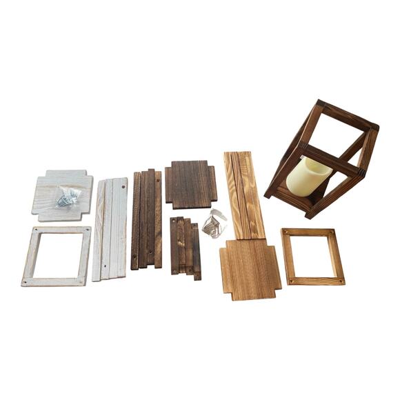 Rustic Wood Candle Lantern | Farmhouse Home Decor | Fall Wedding Centerpiece - Picture 8 of 8